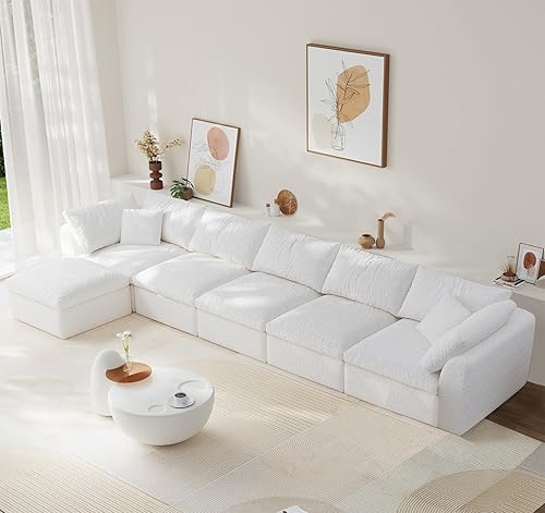 Miniatura 22 de Cloud - Sofás seccionales para sala de estar, sofá convertible con otomana, sofá modular con asiento profundo, no requiere montaje con almohadas