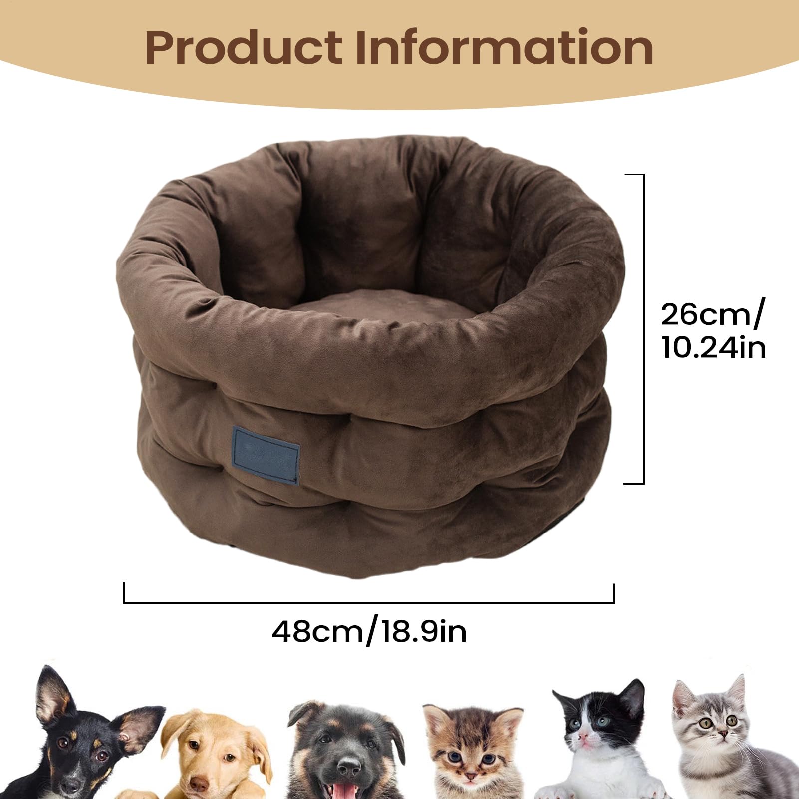 Legowisko Dla Kota Okrągła Gruba Podkładka Z Podniesionym Brzegiem | Okrągłe I Pralne Łóżko Dla Kotów Komfortowe Dla Kociąt Na Boże Narodzenie I Zimę Do Wnętrz I Na Zewnątrz