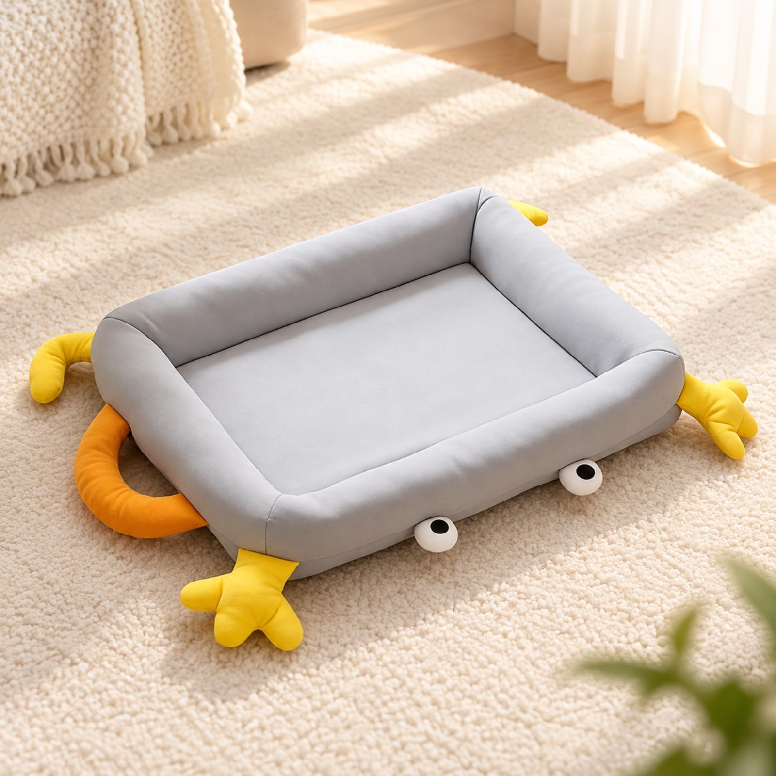 Rechteckiges Haustierbett mit Gepolsterten Randwülsten Haarabweisend Katzenbett mit Wasserabweisender Oberfläche Weich für Wohnzimmer, Haustierecke, C