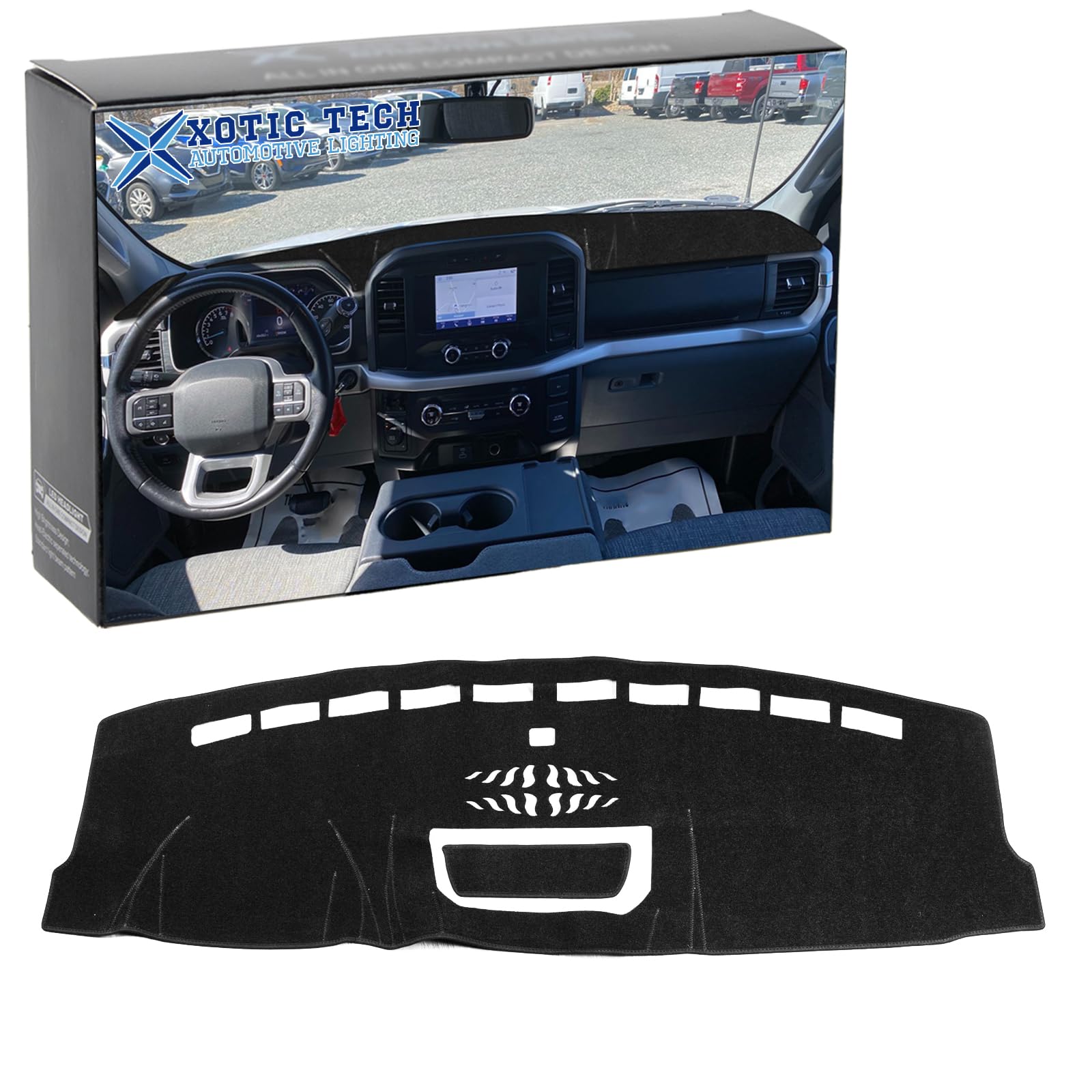 x xotic tech Center Console Dashboard Mat Compatible with Ford F-150 F150 2021 2022 2023 2024 2025, Pre-Cut Non-Slip Sunshield Sun Glare Protector