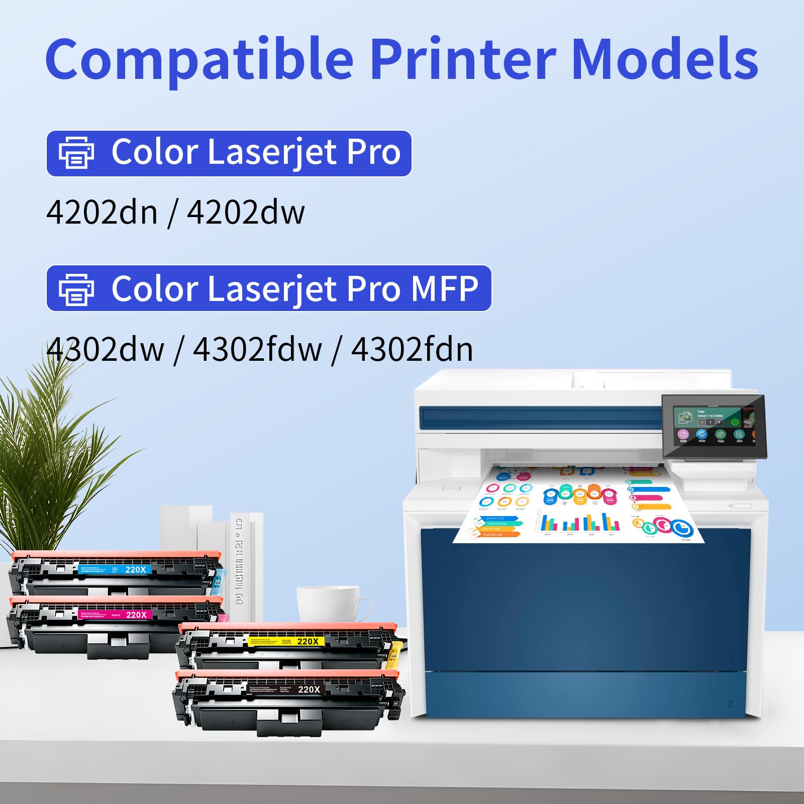 220X 220A Toner MFP 4302dw 4302fdw Toner Compatibile con HP 220X 220A 4-Pack