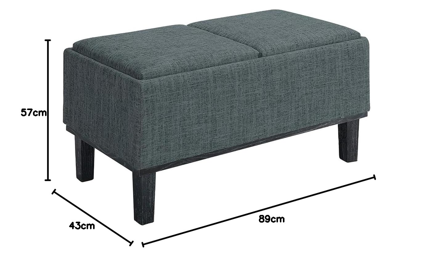 Pouf Contenitore BAKAJI – Sgabello Poggiapiedi Con Seduta Apribile, 36x40 Cm, In Tessuto Con Piedini In Legno Nero, Moderno, Grigio