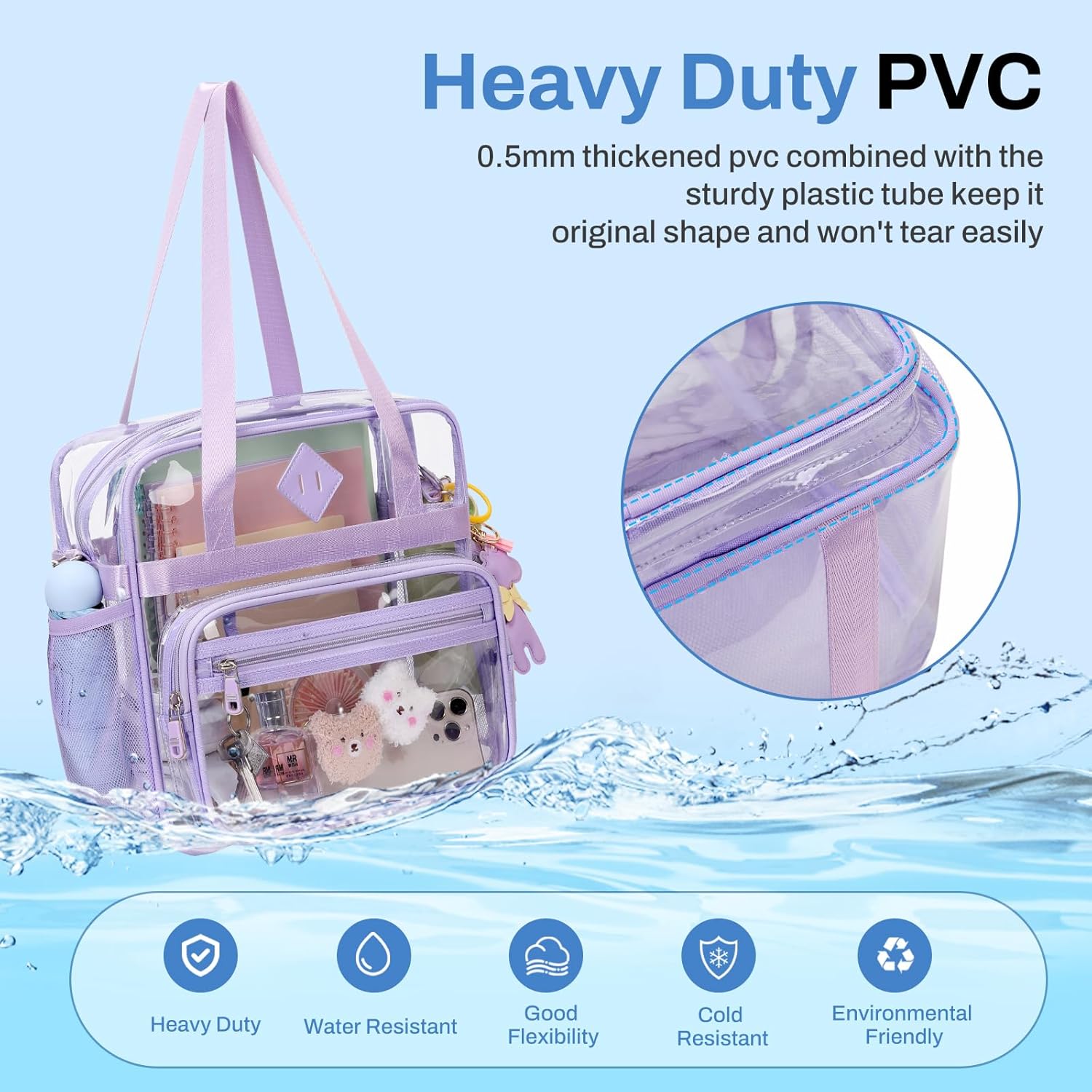 PIG PIG GIRL Clear Tote Bag - 12x6x12 See Through Stadium Event Bag for Women