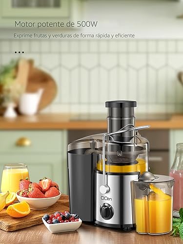 Miniatura 5 de QCen Máquina exprimidora, extractor centrífugo de 500 W con canal de alimentación de boca ancha de 3 pulgadas para frutas y verduras, fácil de