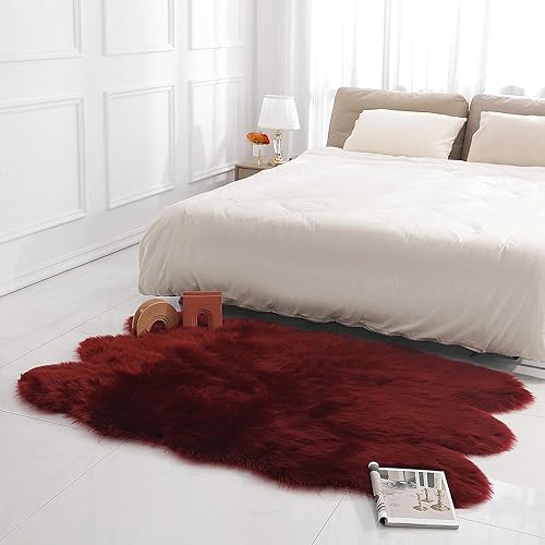 Miniatura 81 de Alfombra de piel sintética de piel de oveja, esponjosa, esponjosa, color negro, de 3 x 4 pies, para dormitorio, mesita de noche, suelo, sala