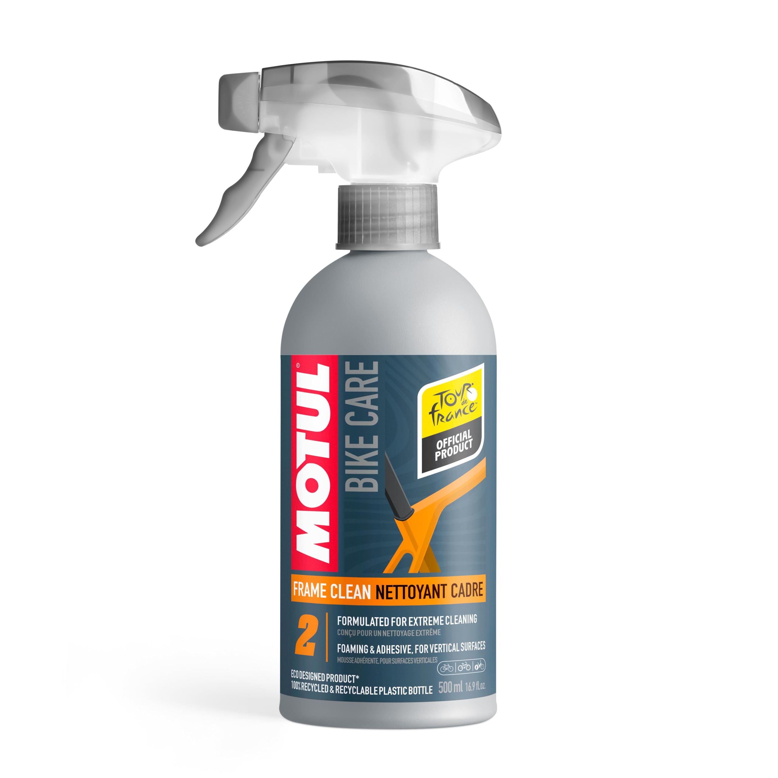 Motul Spray do czyszczenia ram i części rowerowych, pianka przyczepna, nie kapa, nadaje się do delikatnych materiałów, nie zawiera lotnych związków organicznych, do pielęgnacji roweru, Bike Care Frame
