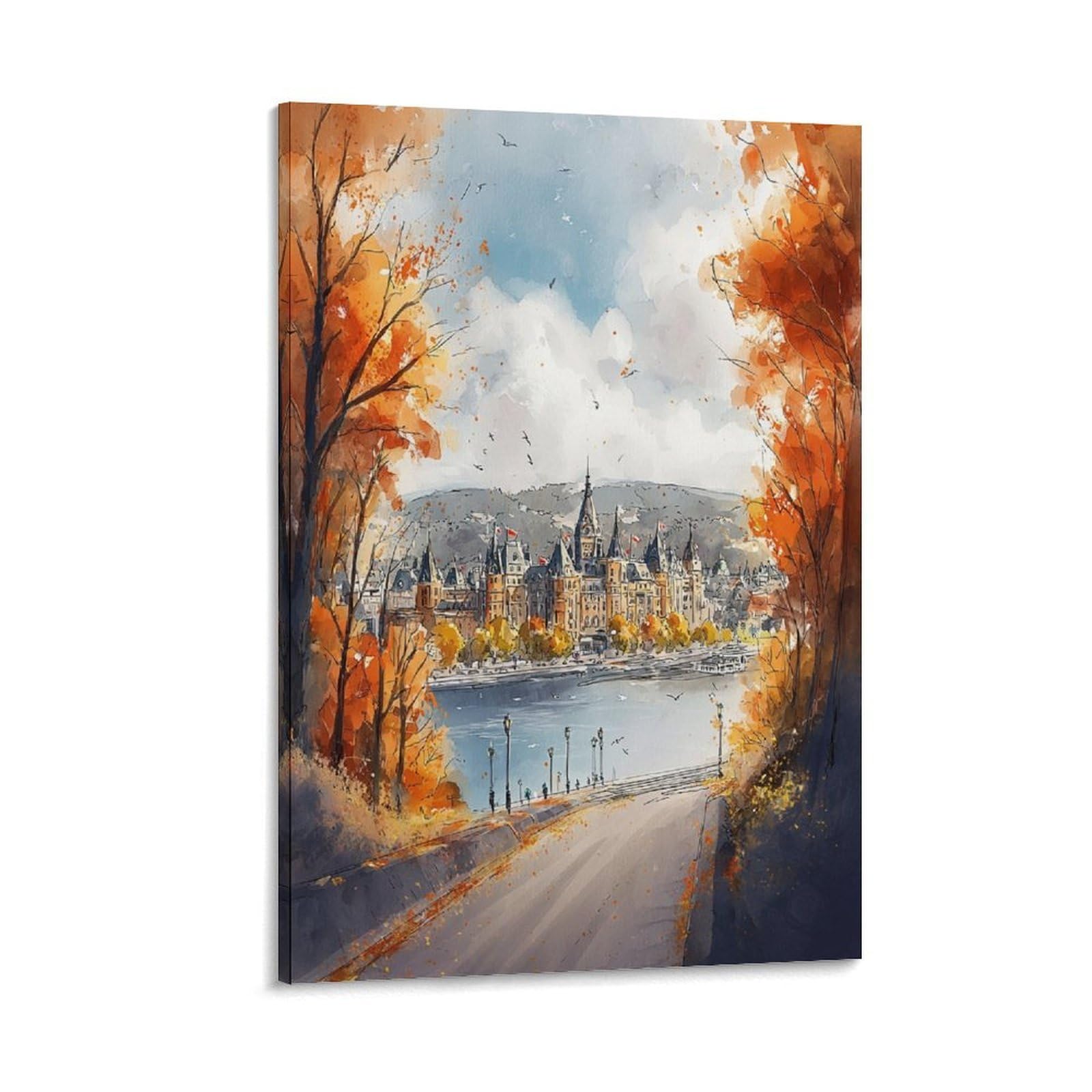 XWYMXZ Ottawa Autumn 24x36inch(60x90cm) Vintage Travel Poster Watercolor Canvas Art