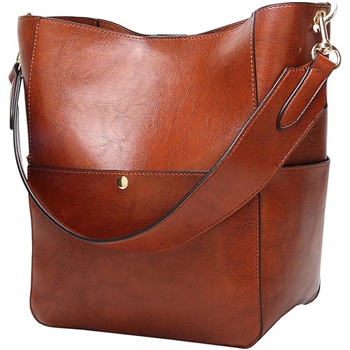 Molodo Womens Handbag, Pu Leather Bucket Tote Purse And Handbags Medium Satchel Hobo Purse Designer Work Shoulder Bags