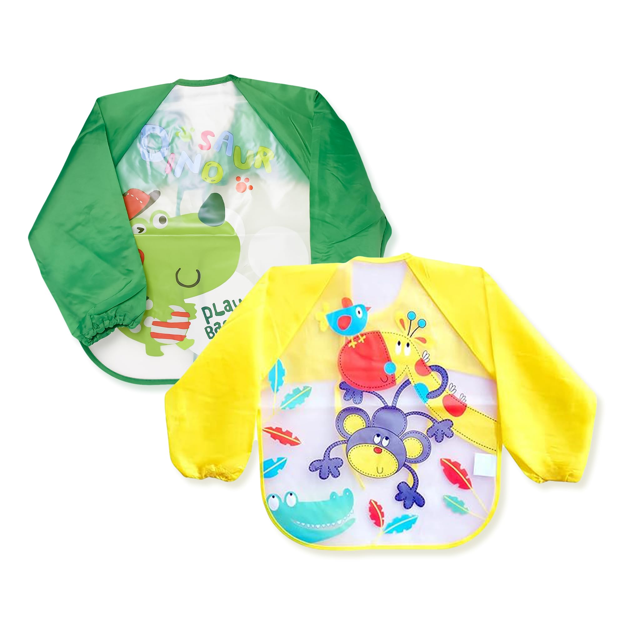 THE LITTLE LOOKERS Full Sleeves Washable Waterproof Bib/Apron with Tying Robe| Cute Prints| Quick Dry PVC Baby Bibs for Newborns/Infants/Toddlers/Babies (6-36months) (Pack of 2)-image-16