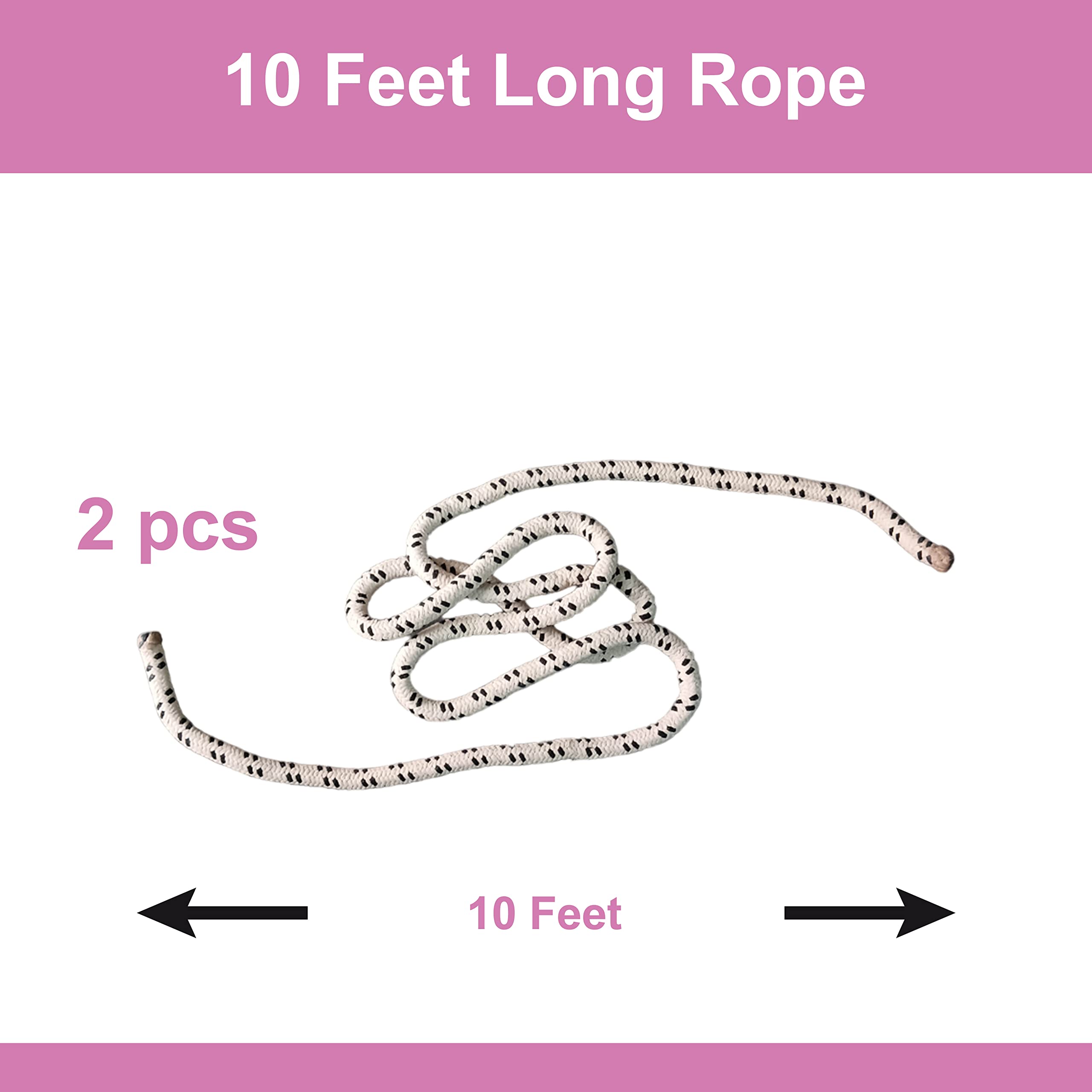 Streetup India® Cotton Wall Ropes 10 Feet Length for Iyengar/Restorative Yoga| Anti-Gravity White Set of 2 (With Fastener) 1