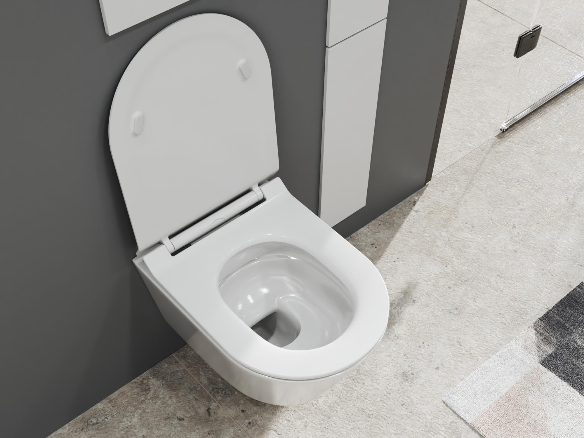 Beta CT2070V - Inodoro sin bordes, color blanco, cierre suave, nano-revestimiento, ideal para baños pequeños
