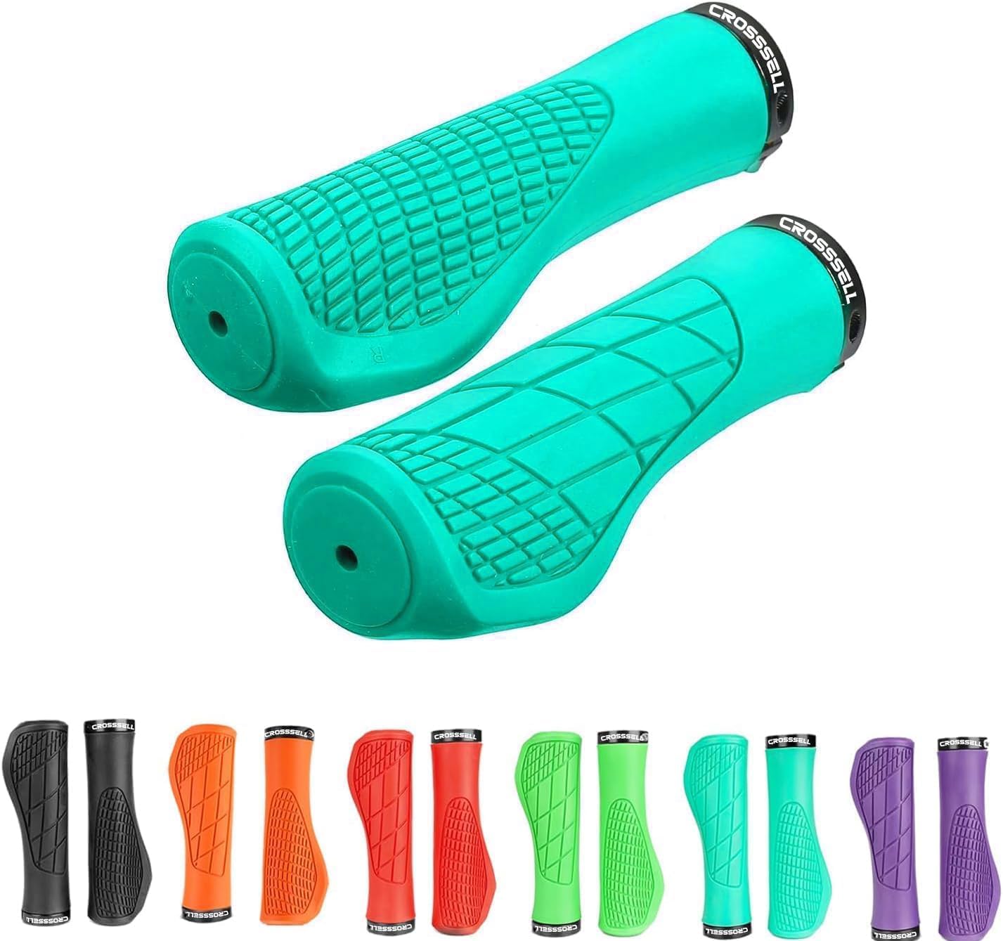 Ergonomic Bike Grips - Single Lock-On Handlebar Grips with Wrist Support for MTB, E-Bike & Touring - Anti-Slip Shock Absorbing Bicycle Grips for 22.2mm Bars [8 Colors]