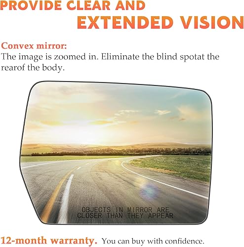 Miniatura 4 de Espejo convexo con calefacción eléctrica del lado derecho del pasajero para Ford F-150 2004-2014 Reemplazo para 4L3Z-17K707-DA