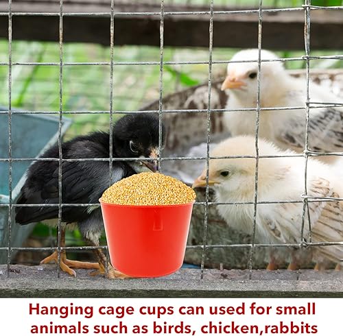 Miniatura 5 de 50 tazas de jaula para pájaros, comederos de plástico para colgar alimentos, plato de riego para alimentación de pollo, jaula de pájaros, comederos