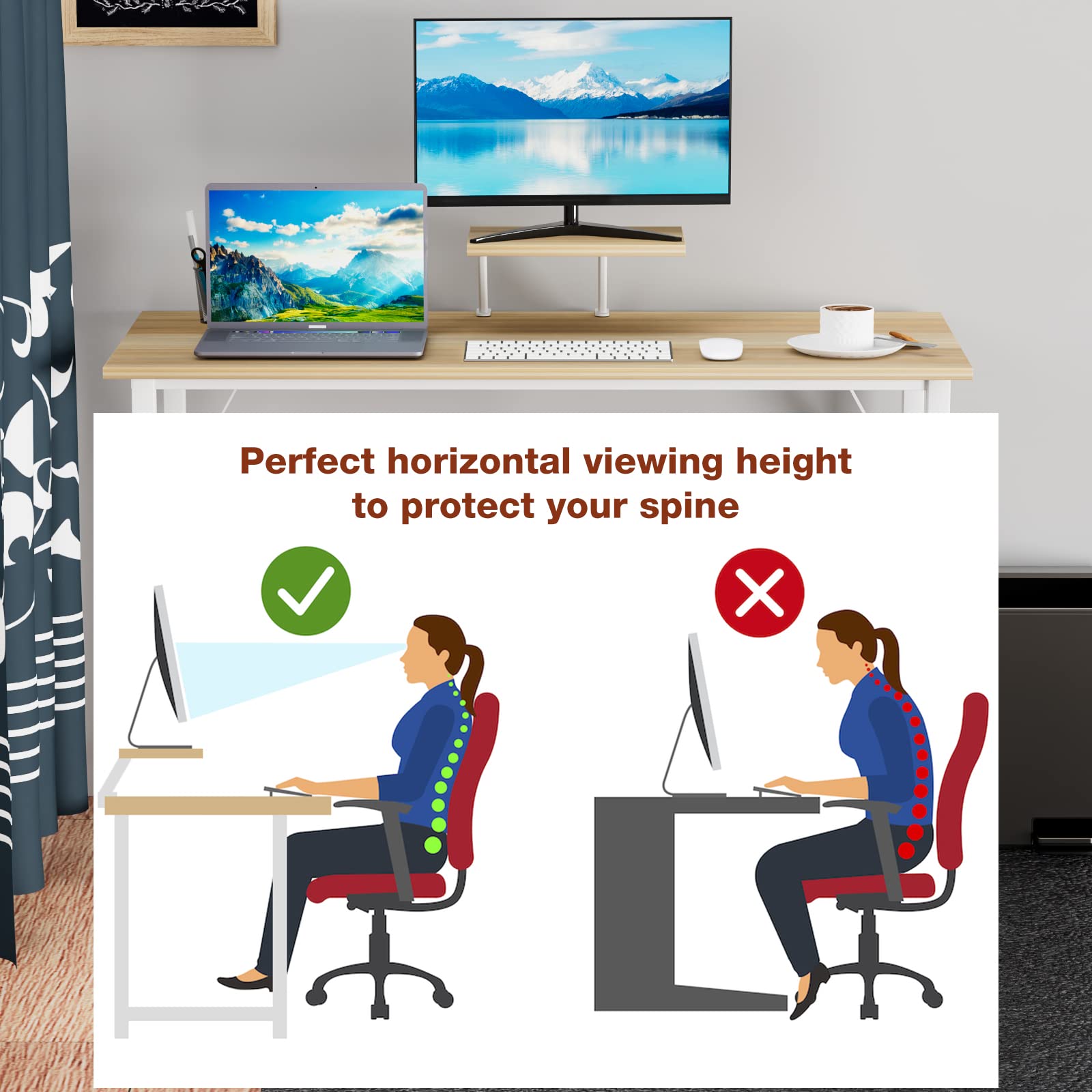 Scrivania Ufficio con Supporto per Monitor Staccabile, Scrivania Gaming Computer in Metallo e Fibra di Carbonio, 100x50x74cm Tavolo da Lavoro, Scrivanie pc per Cameretta Ufficio Casa, Beige Desk