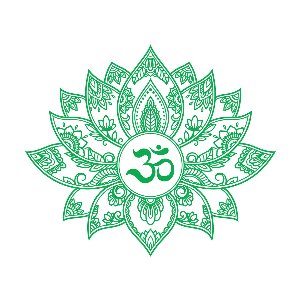 Wall Decals Paster Paper Lotus Flower Buddhism Meditation Yoga Zen 81x97.2cm Do not Damage the wall Surface Extra Large Green โ image 1