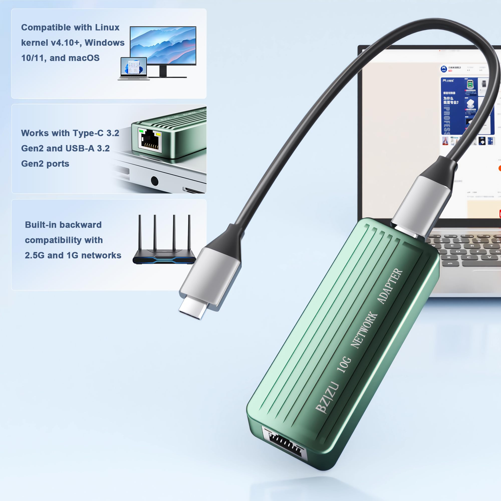 Amazon.com: USB C to 10GbE Ethernet Adapter, 10G Network Dongle