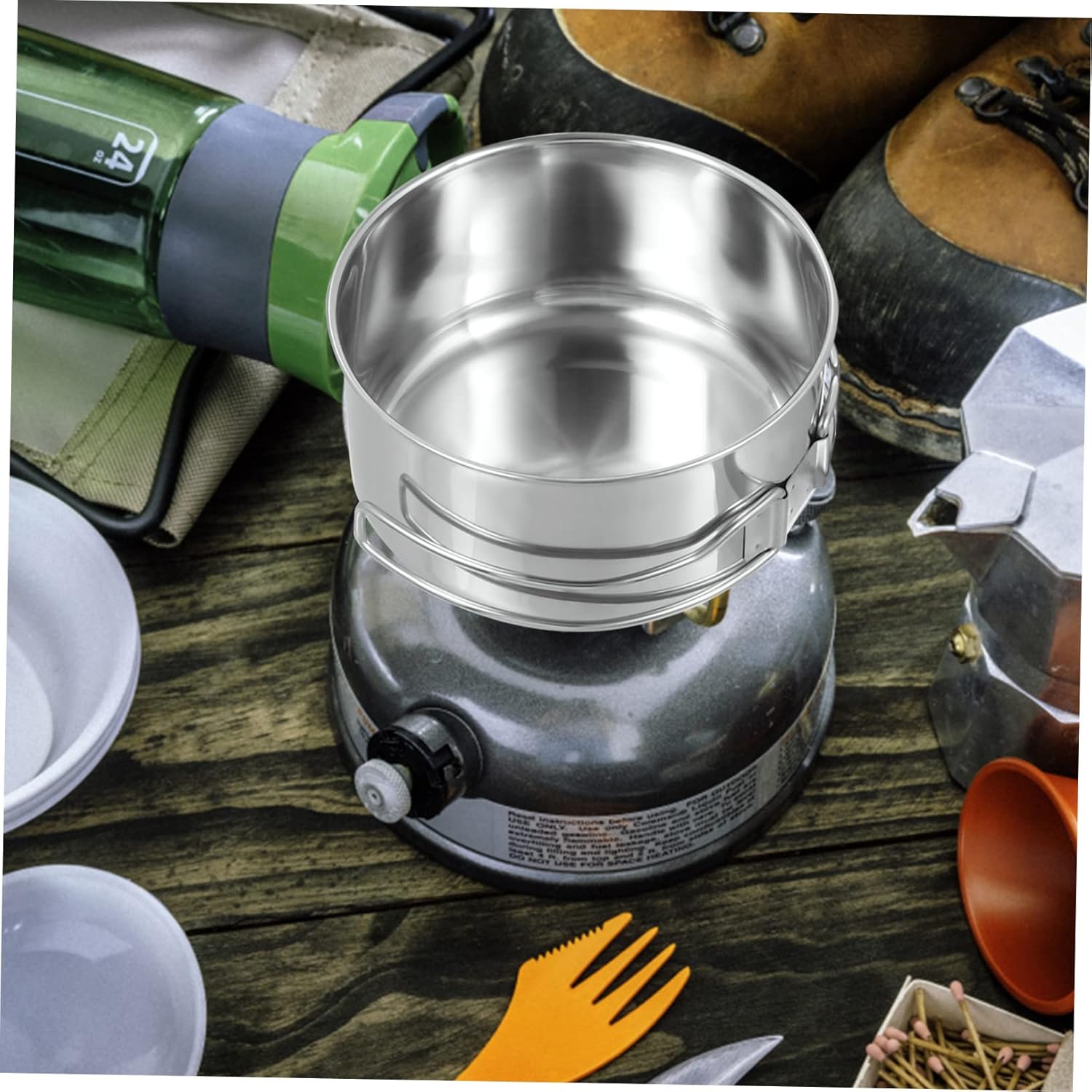VICASKY Stainless Steel Cooking Utensils Camper Folding Camping Outdoor Pots Pan Portable Stackable Camp