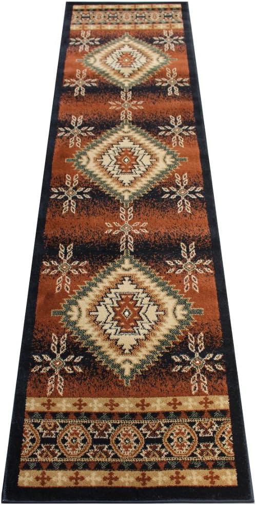 Bellagio Native American Rug Runner 2 Feet X 7 Feet 3 Inch Black 357