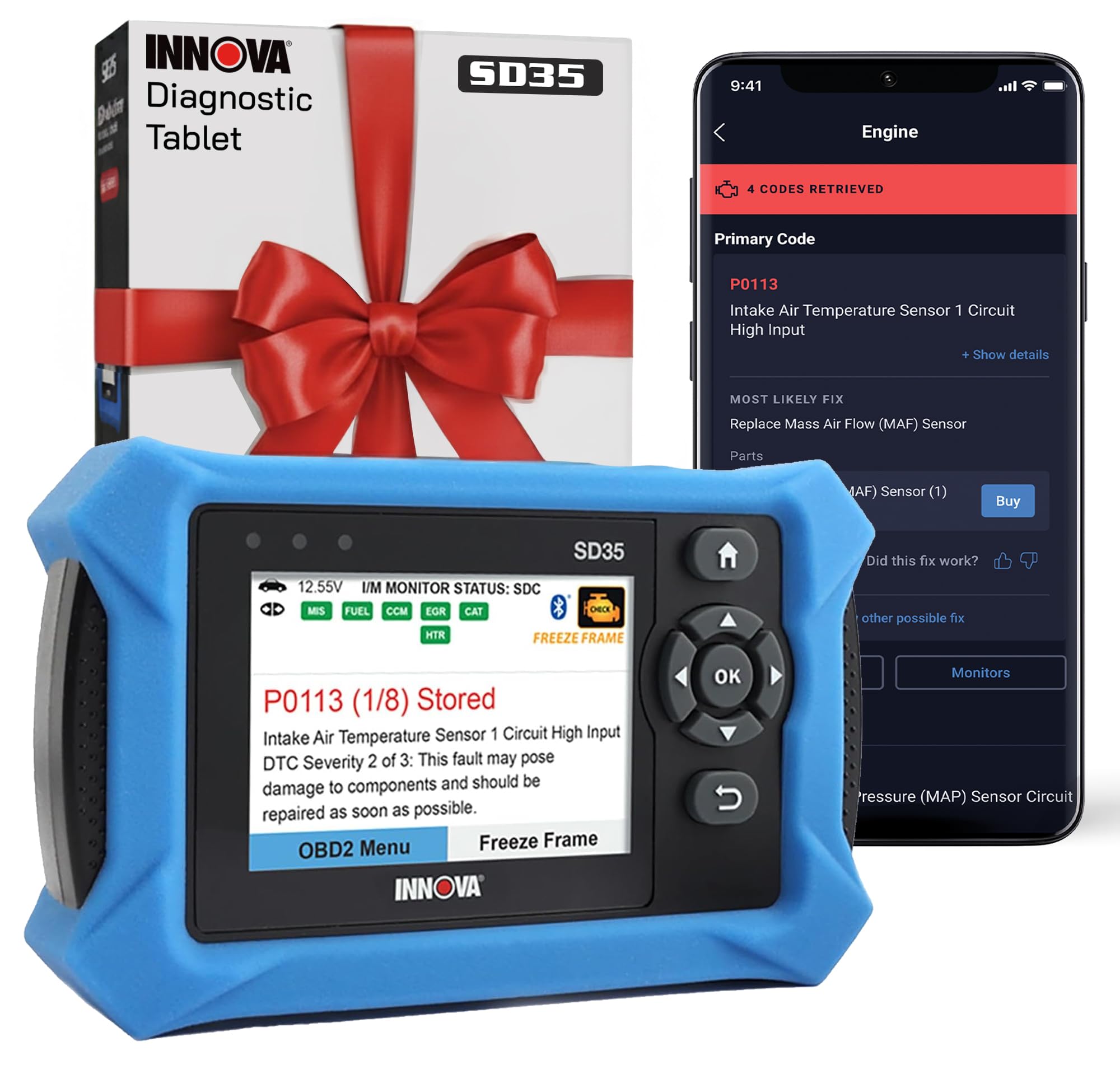 Innova SD35 OBD2 Scanner – ABS, SRS, TPMS & Check Engine Code Reader, Live Data, All System Diagnostics, Compatible with Most Vehicles