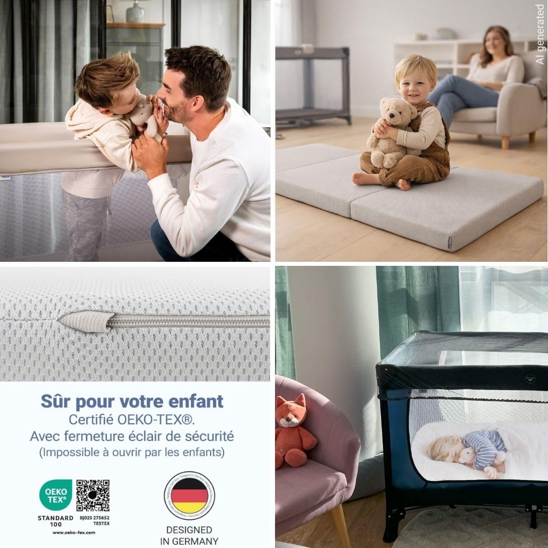 hauck Dream N Play Lit Parapluie Bébé avec Matelas et Moustiquaire - Beige | Lit voyage bébé pliable, compact et léger avec sac de transport I De la naissance à 15 kg, filets respirants