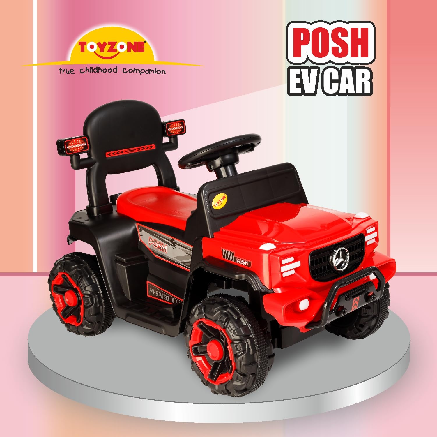 Toyzone Posh Electric Car Ride on Jeep with Remote - Red | Rechargeable Car 6V & 6.5ah Battery | Music Player with Bluetoooth & USB | 6 Month Battery Warranty | Make in India | Kids 2+ Years - Image 11 thumbnail
