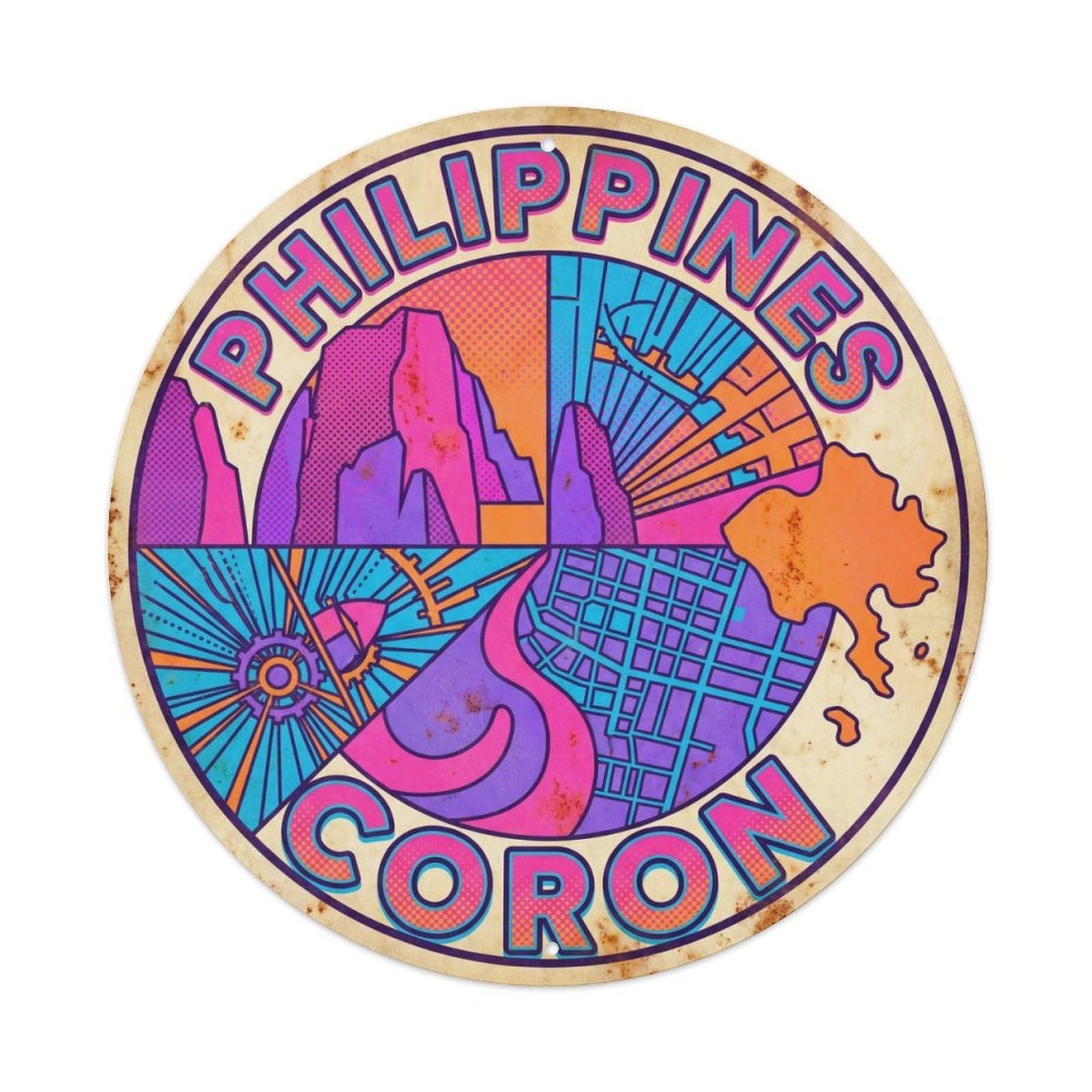 Coron Island Philippines Resort Retro Graphic Metal Tin Sign