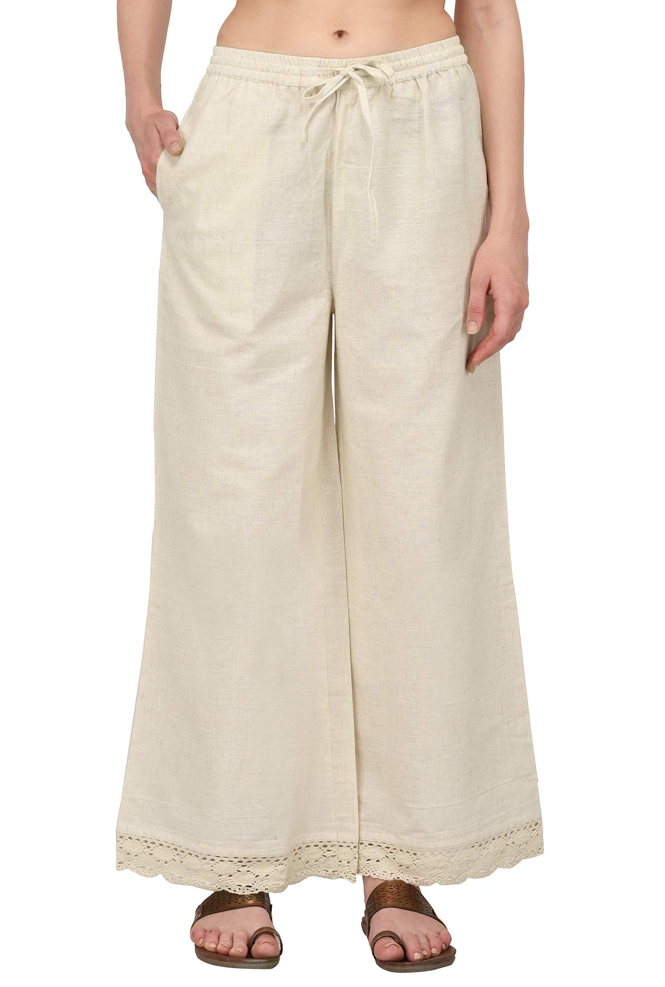 Women's Relaxed Fit High Rise Cotton and Crush Palazzo (PZOMX)-image-26