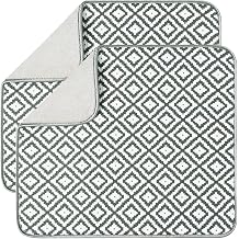 Pack of 2 Microfibre Dish Drying Mat Quick Drying Dishes Drying Mat Drying Mat Sink for Kitchen Counter Diamond Grid 46 cm x 40 cm