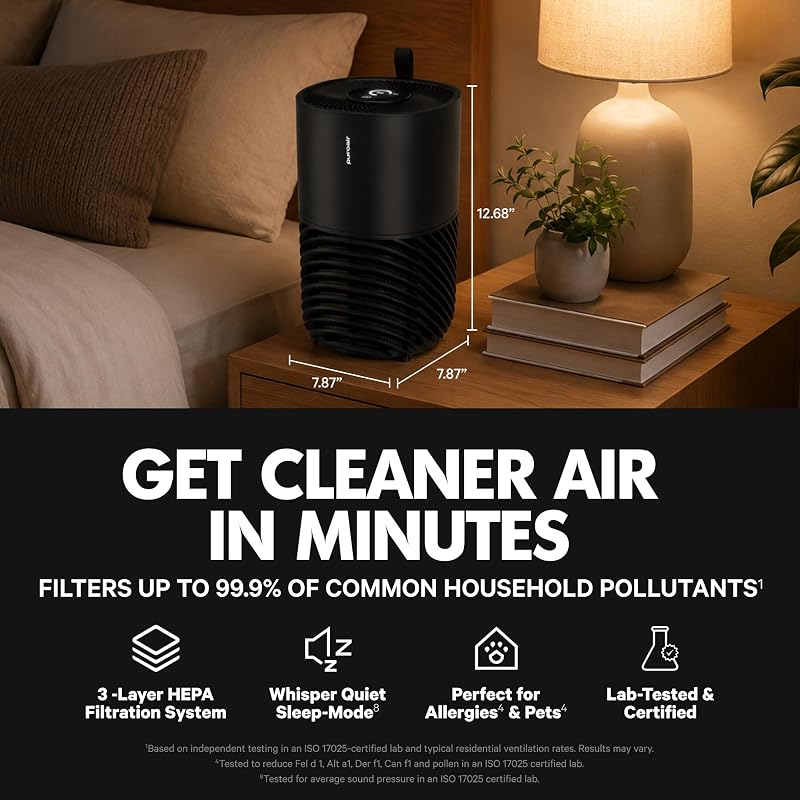 PuroAir 130i Smart HEPA Air Purifiers for Bedroom Home Pets Filter 750 Ft² image 2