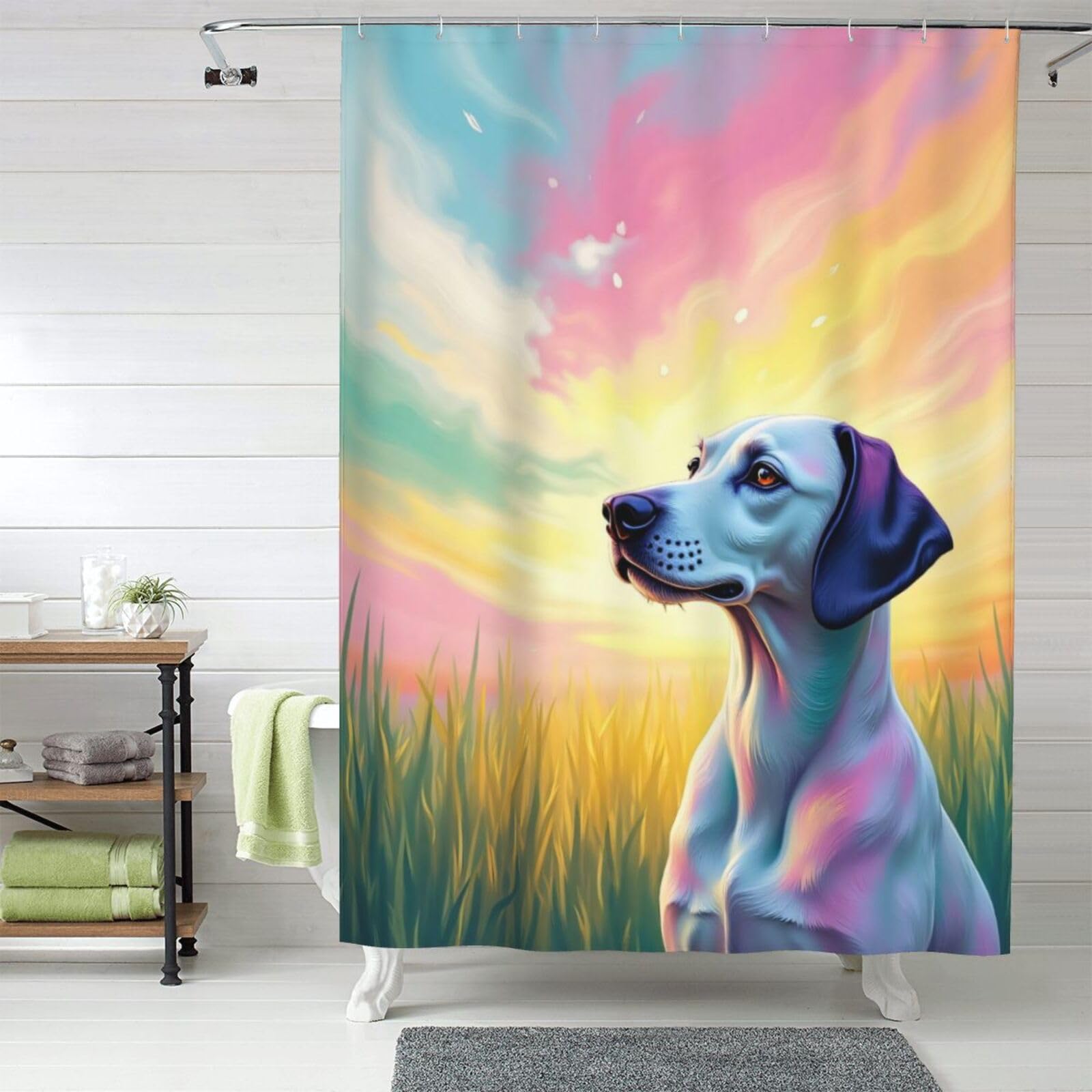 Rideau de douche dalmatien en tissu épais lavable 152,4 x 183 cm