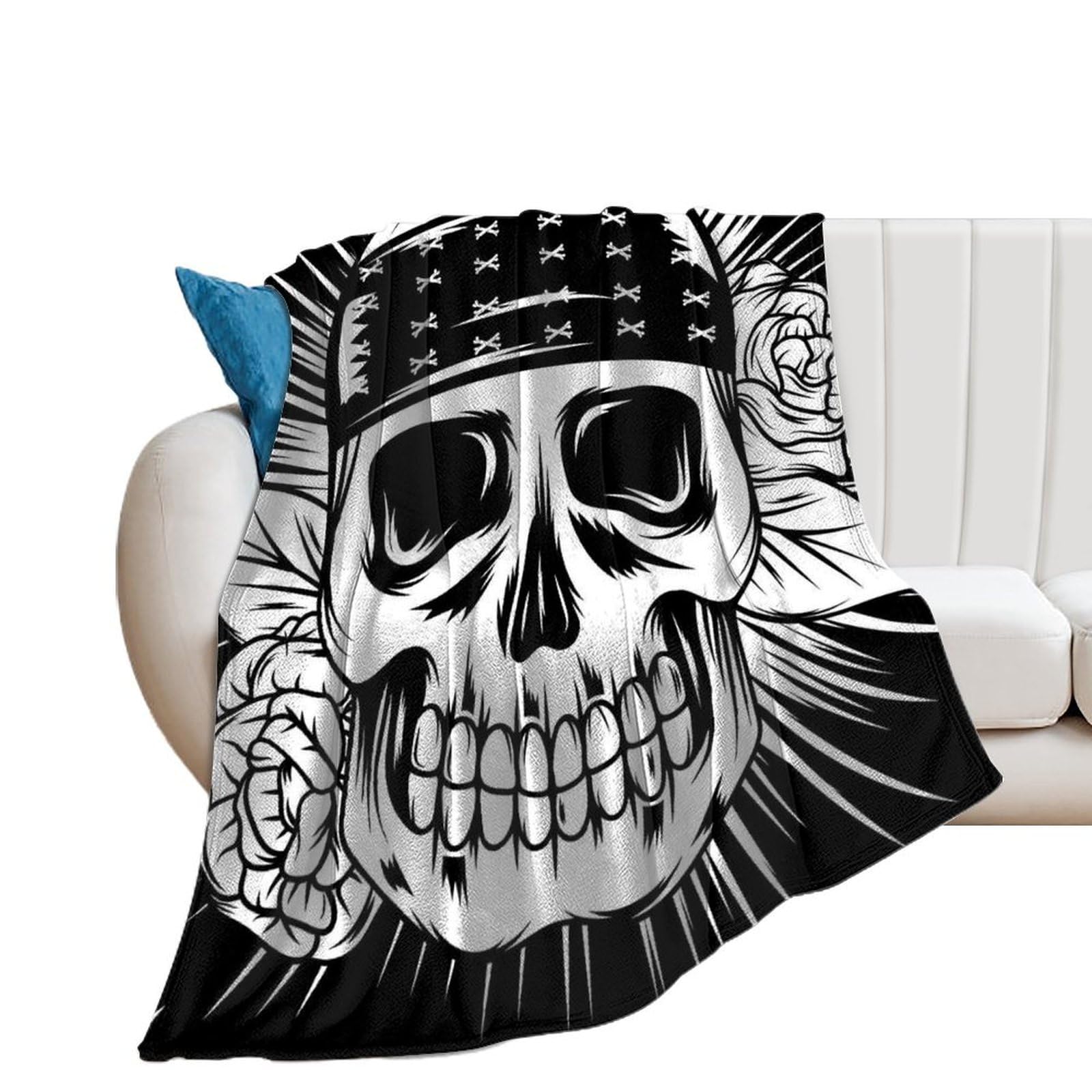 Couverture crâne floral en flanelle pour éliminer la fraîcheur du soir