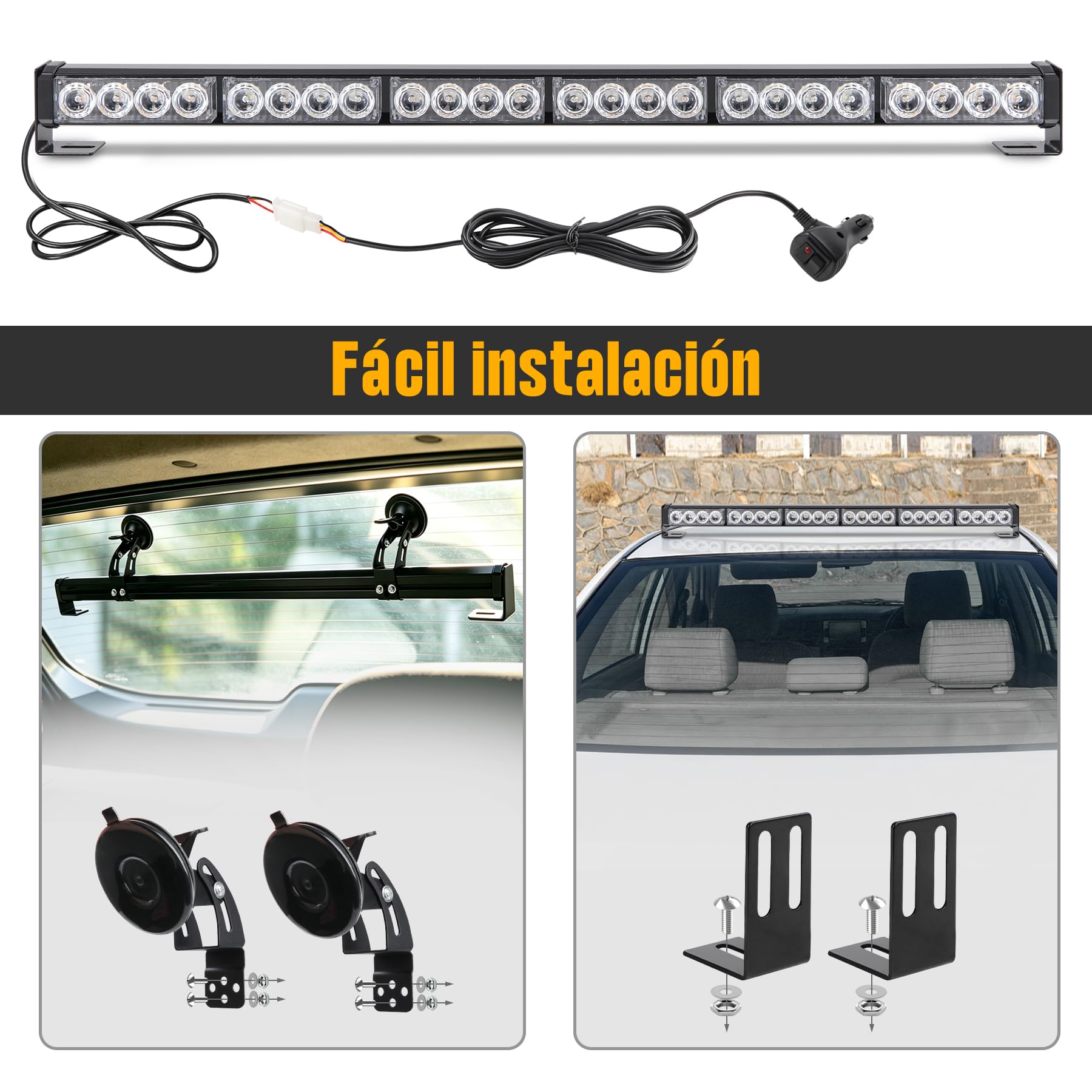 Luces estroboscópicas de emergencia, luces de advertencia direccionales, barra de flash, asesor de tráfico, seguridad LED para kit de cableado de ventana trasera