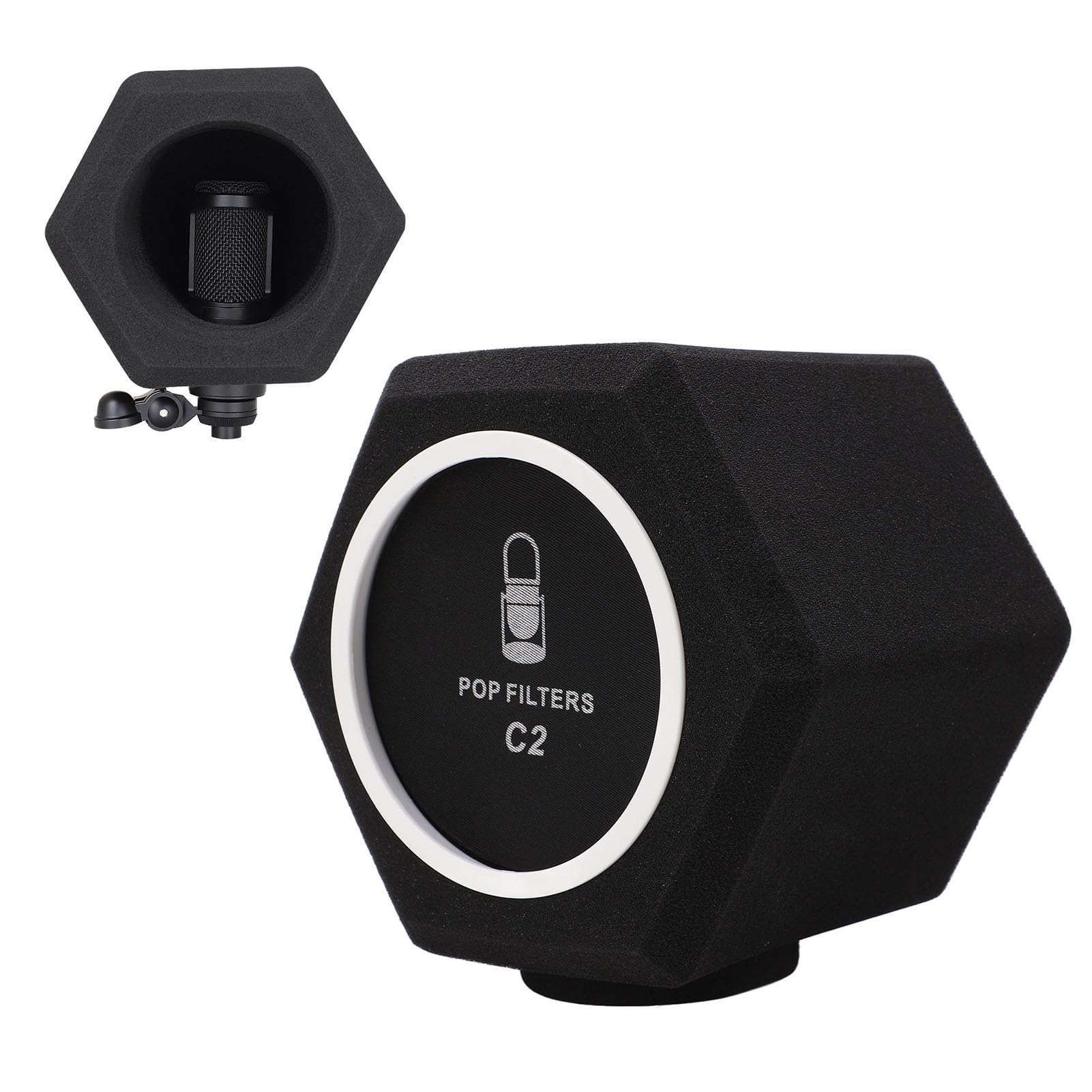 Microphone Sponge Cover Filter, C2 High Density Microphone Windscreen Professional Studio Microphone windscreen Filter for Mic, Vocal Isolation Booth