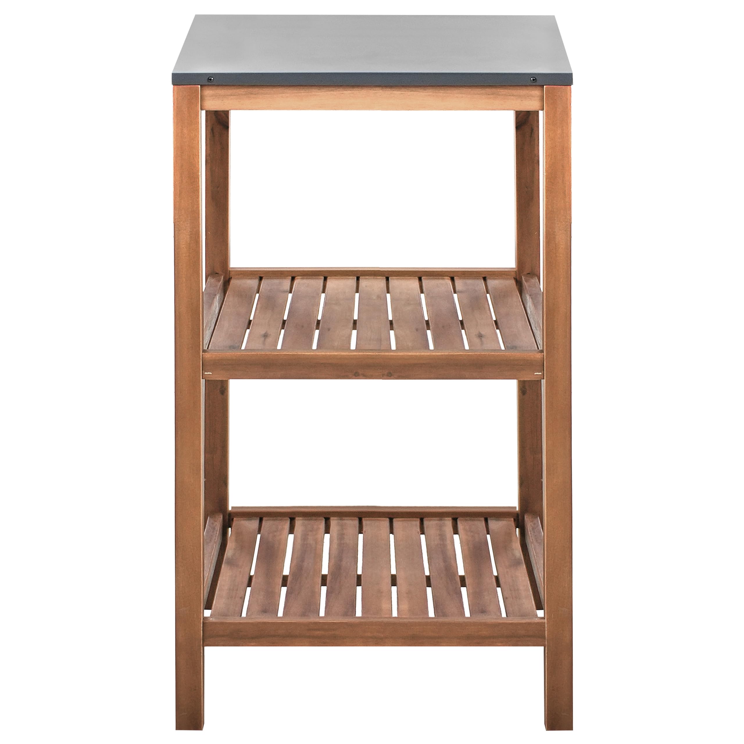 Beliani Outdoor-Kücheninsel Akazienholz braun 50x50x83 cm mit Regalen