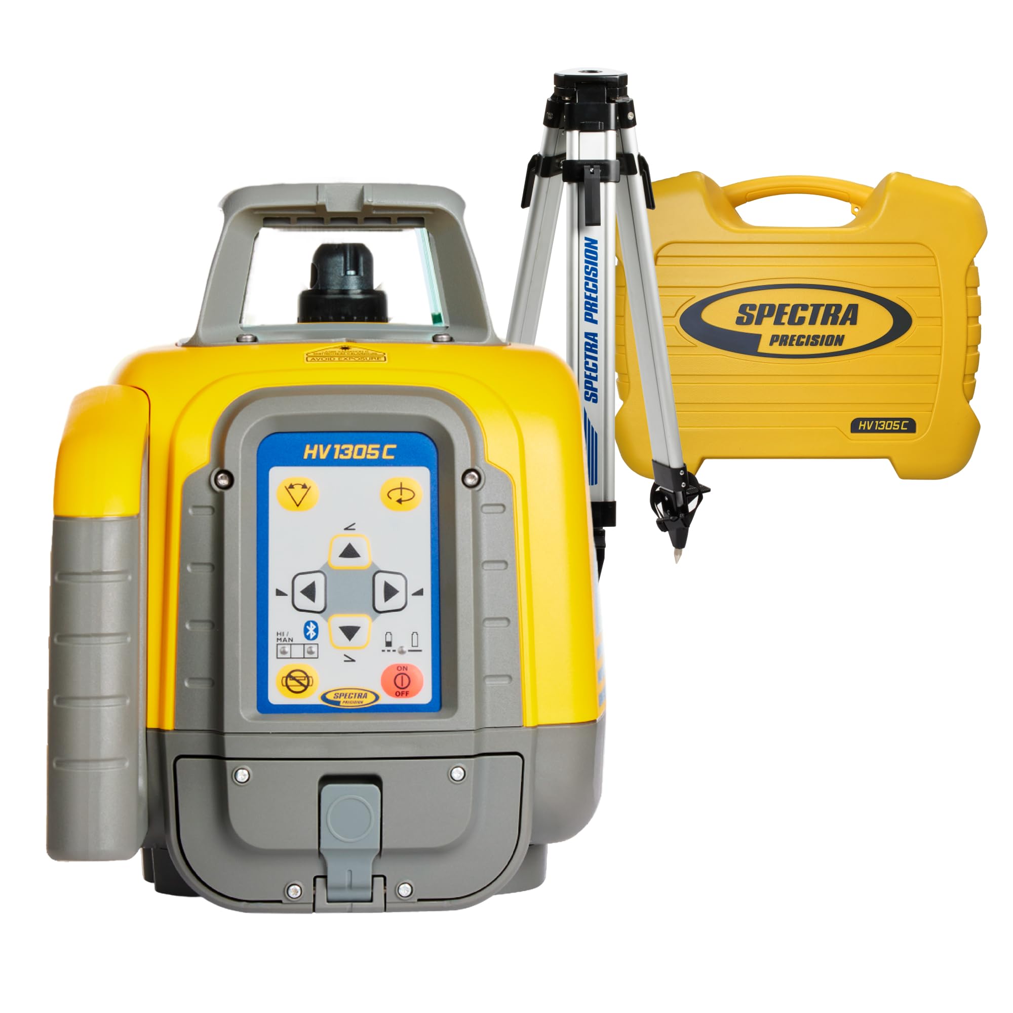 Spectra Precision HV1305C Dual Horizontal/Vertical Laser Kit with B10 NiMH Battery Pack CH10 Charger Q104025 Tripod 128995-00 System Case – Professional Construction Alignment System - Red Beam