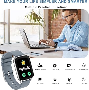 Fitness Tracker, Smart Watches for Men Women with Blood Pressure, 1.65 for Android iPhone Samsung Compatible Fitness Watch with Sports Modes Heart Rate/Blood Oxygen IP68 Smartwatch