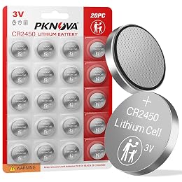PKNOVA CR2450 Battery 20 Pack, CR 2450 Lithium Batteries, 3V Coin Button Cell Battery Long Lasting, High Capacity for Car Key Fob, Garage Door Opener, Flameless Candles, Smart Sensors, Remote Control