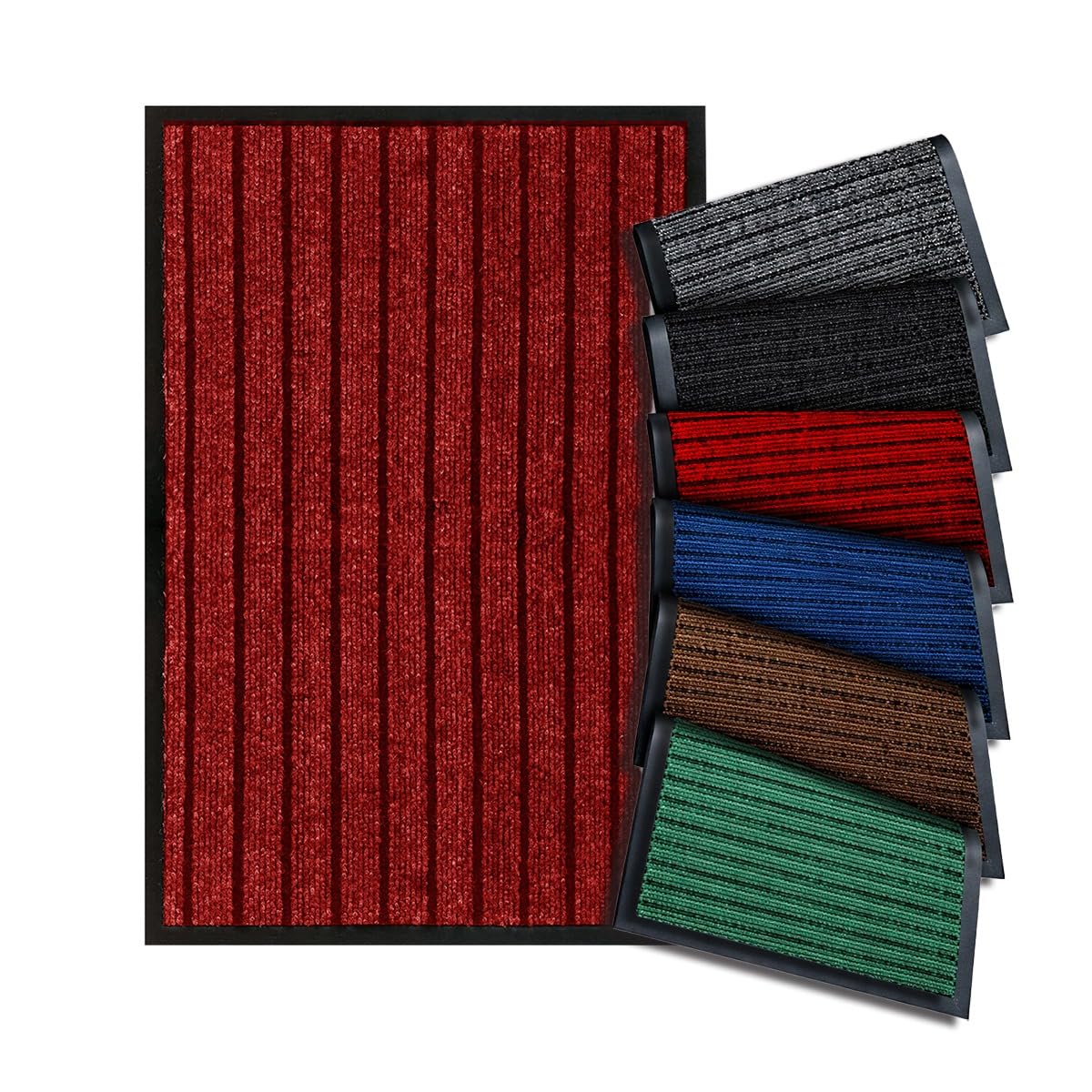 PHP Heavy Duty Rubber Door Mat Indoor & Outdoor Dirt Trapper PVC Backing Waterproof Non Slip Doormat for Front Door Entrance Kitchen Floor Mats (Red, 50x90cm)