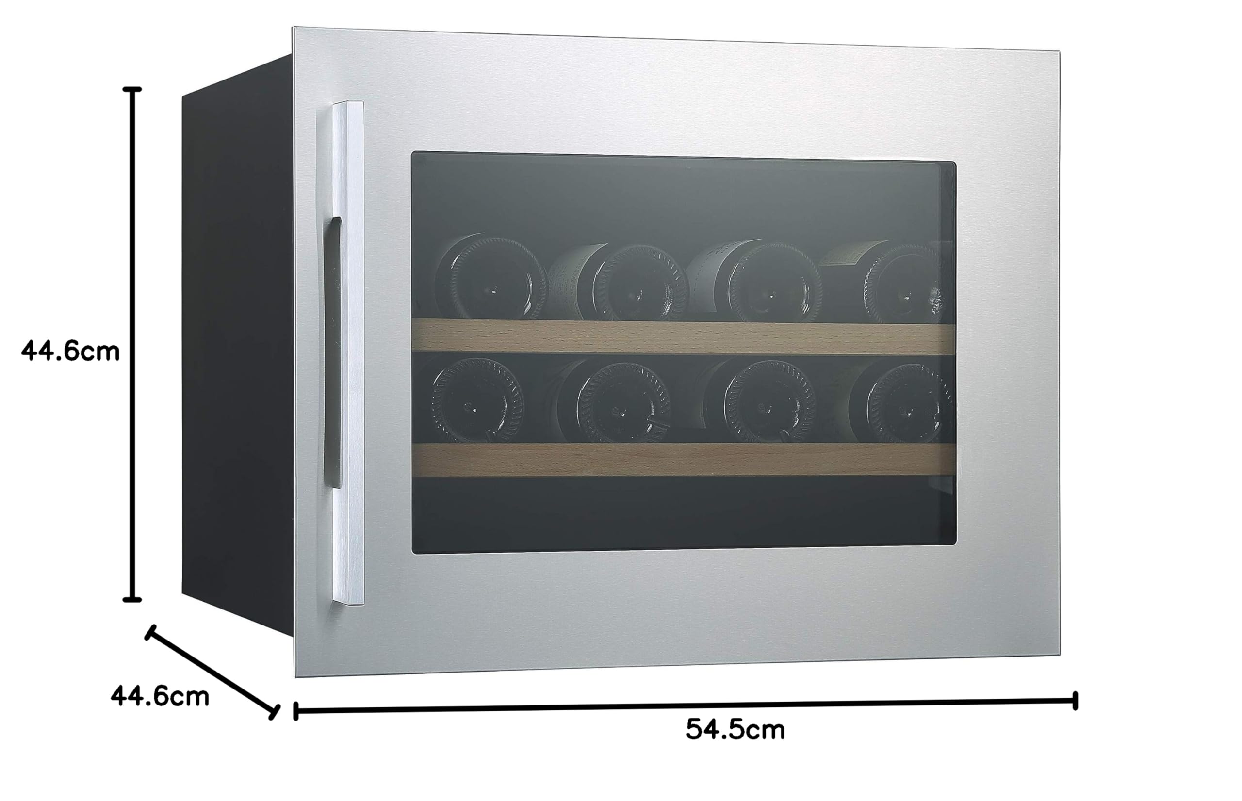CATA VI 54024 X Vinoteca Integrable 24 Botellas, No Frost, 62 Litros, Puerta Reversible, Control Electrónico LED, Estantes para Vino, Iluminación LED, 45 cm, Acero Inoxidable