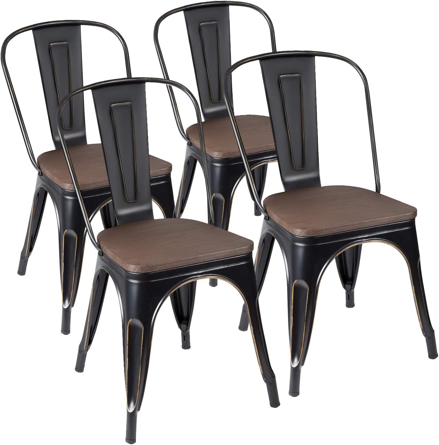 KaiMengMetal Dining Chair, Black Gold