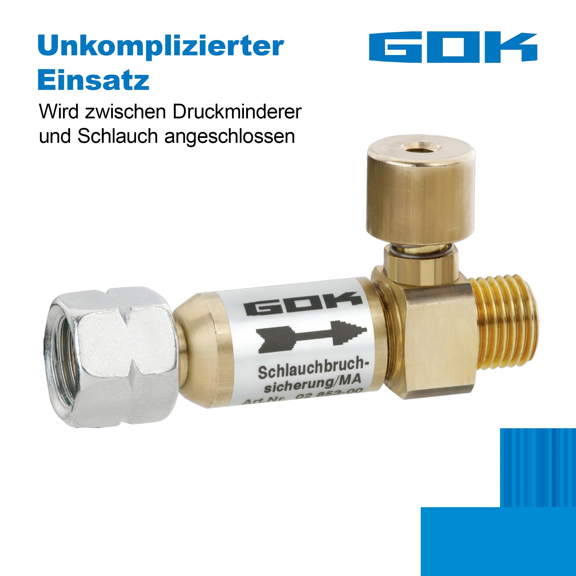 GOK Schlauchbruchsicherung 30 oder 50 mbar manuell, Betriebsdruck:29 (30) mbar