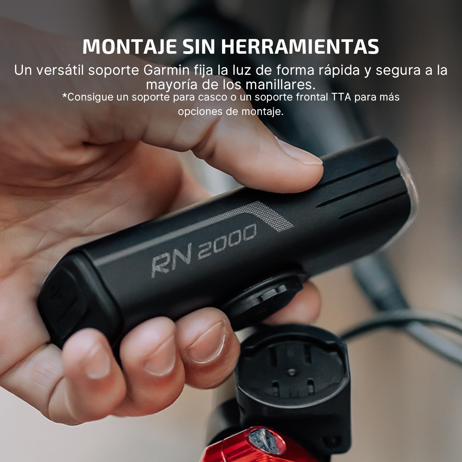 OLIGHT RN 2000 Faro de Bicicleta con Control Remoto Inalámbrico 2000 lúmenes 170 Metros IPX6 Luz del Casco Tipo C Sensor de Choque Carga/Descarga Negro