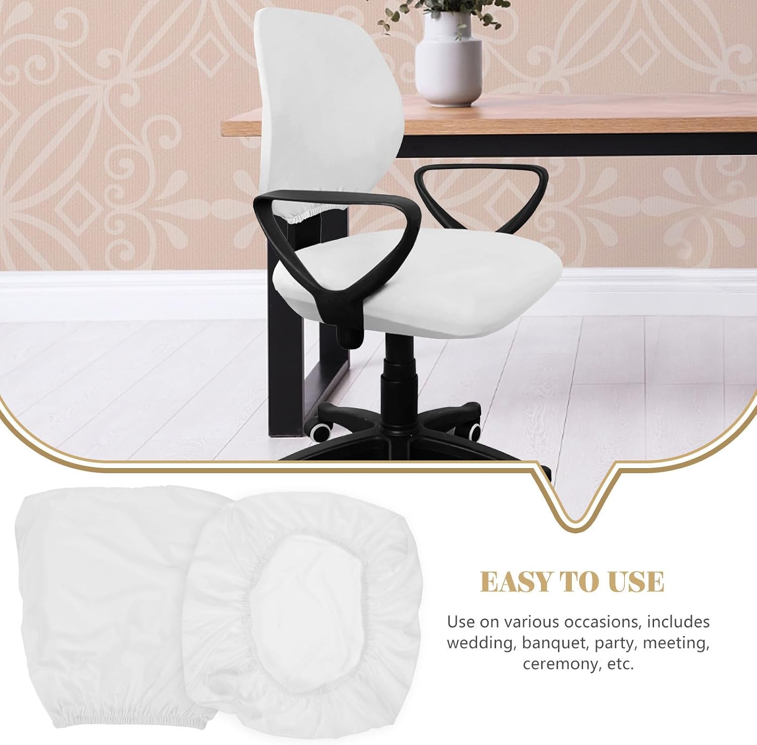 White Stretchy Chair Cover Polyester Split Design for Dining Chairs