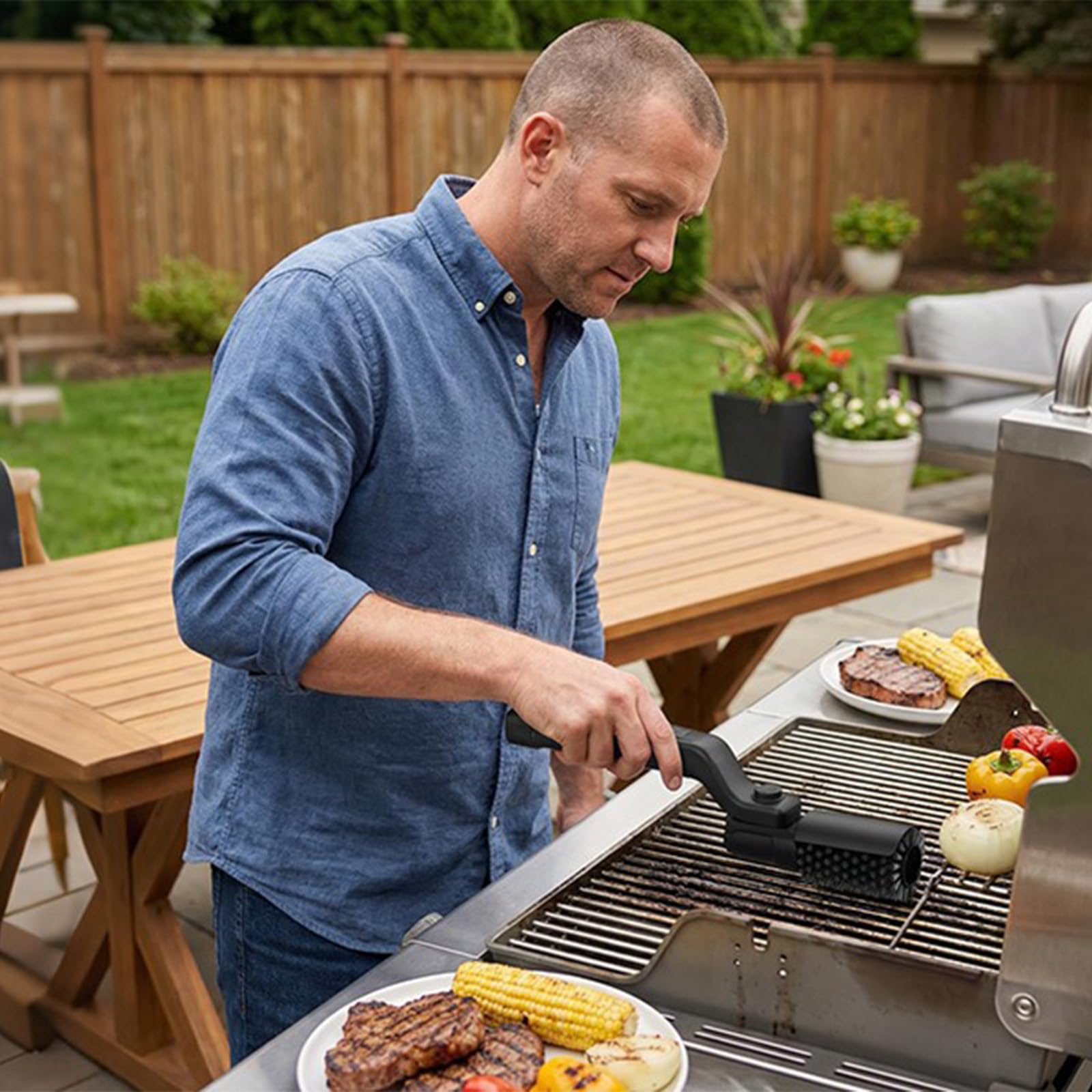 Vivalyo Grillmeister Pro, Grillmaster Pro Brush, Um 180° Verstellbar, 3 Reinigungsmodi, Austauschbare Edelstahl-Bürstenköpfe, Wasserdicht Nach Ipx7, USB-C-Anschluss