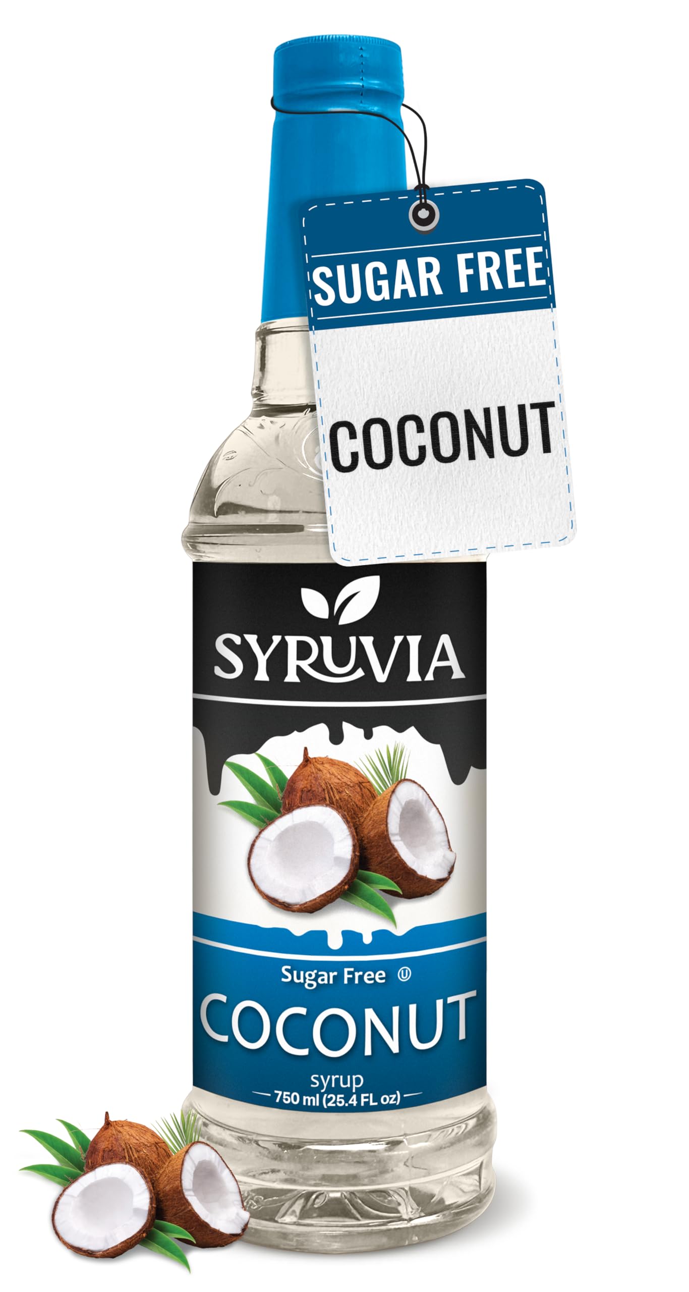 Syruvia Sugar Free Coffee Syrup, Coconut Flavored Syrup for Drinks, Lattes, and Desserts – 25.4 fl oz