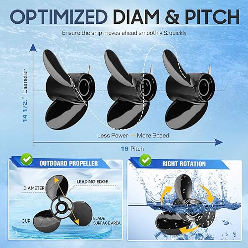 Miniatura 4 de 3-Blade 4-Blade Aluminum Outboard Boat Propeller - for Mercury and MerCruiser Engines