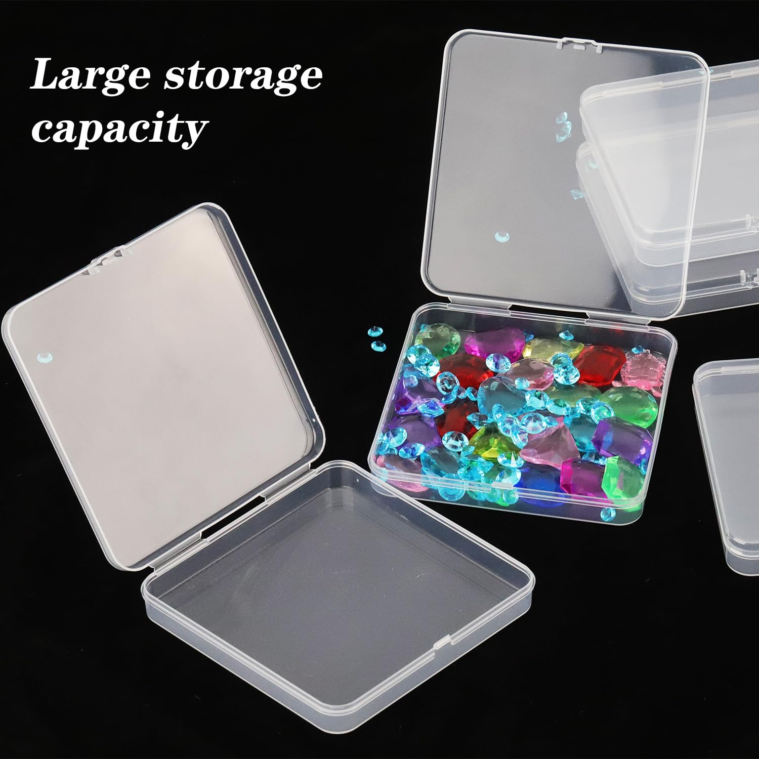 Prmape Pack of 10 Storage Boxes with Lid, Large, 10.5 x 10.5 x 1.8 cm, Rectangular Empty Mini Storage Box - Image 4