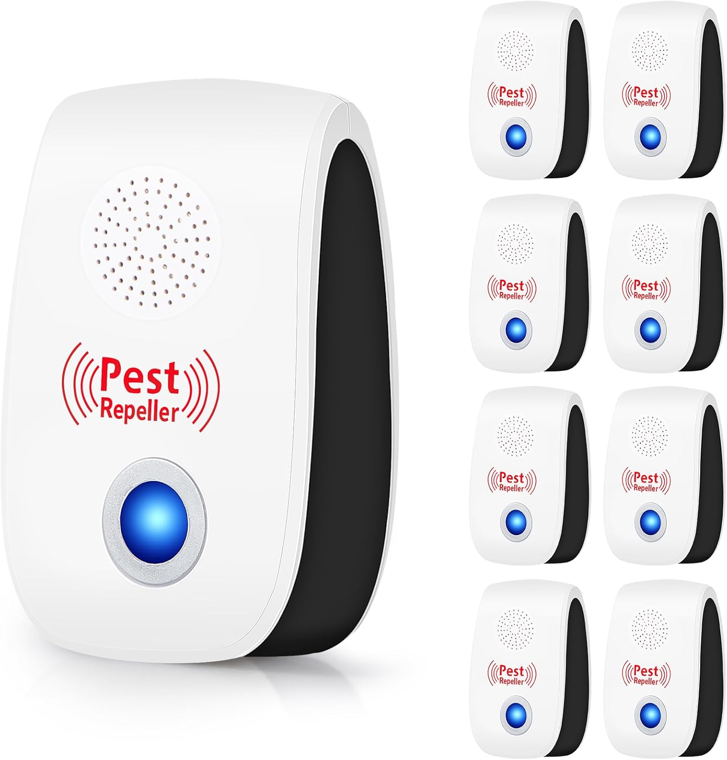 8 Pcs Ultrasonic Pest Repeller, Rodent Repellent Ultrasonic Plug in Mice Repellent Indoor Electronic Mouse Repellent Devices,Pest Defense Plug in Pest Control for Spide Rat Roach Insect Bug,White