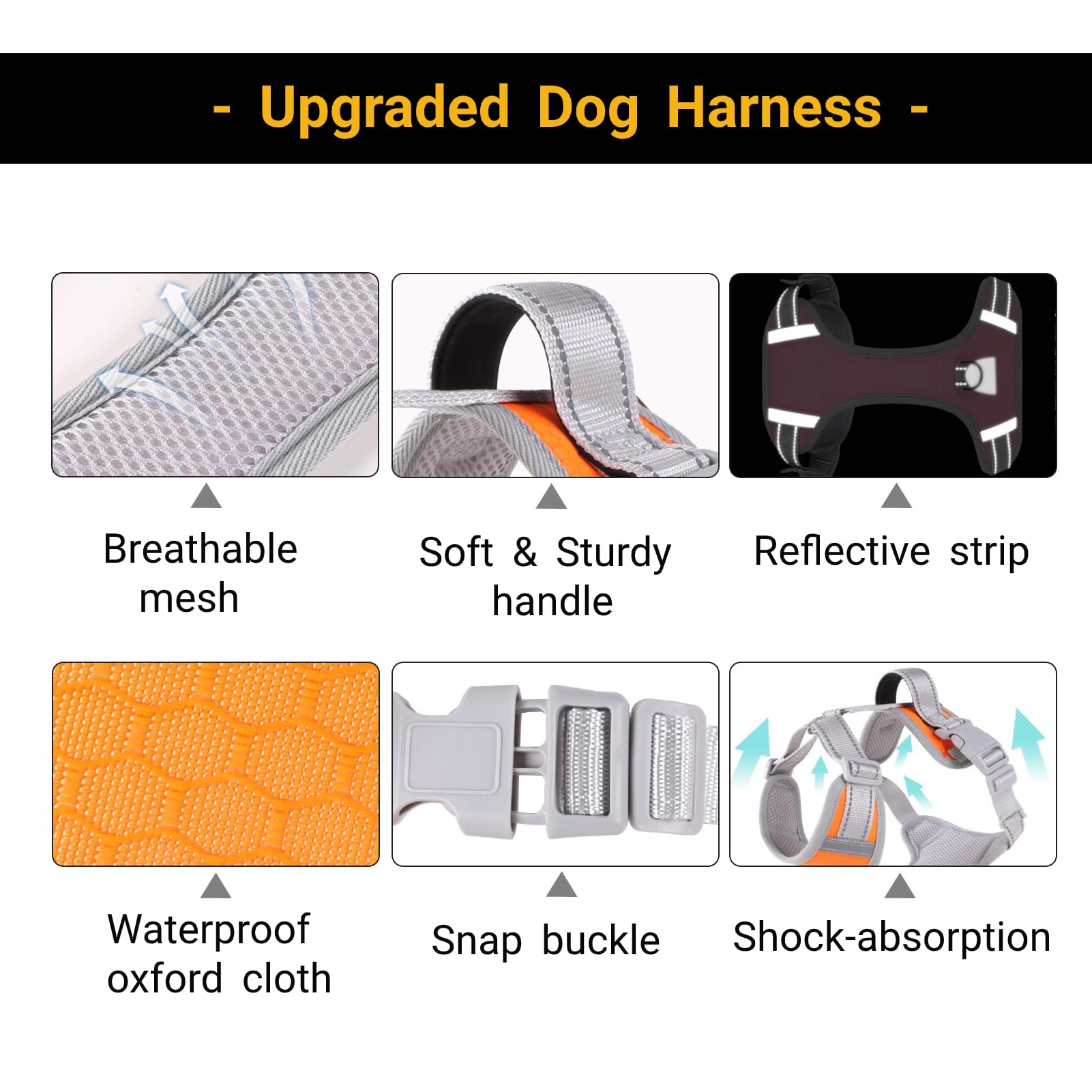 No Pull Dog Harness Adjustable Reflective Medium Large Dog Harness Easy Control Front Clip Padded Pet Vest Breathable Puppy Harness Escape Proof (Black, S) - image 3